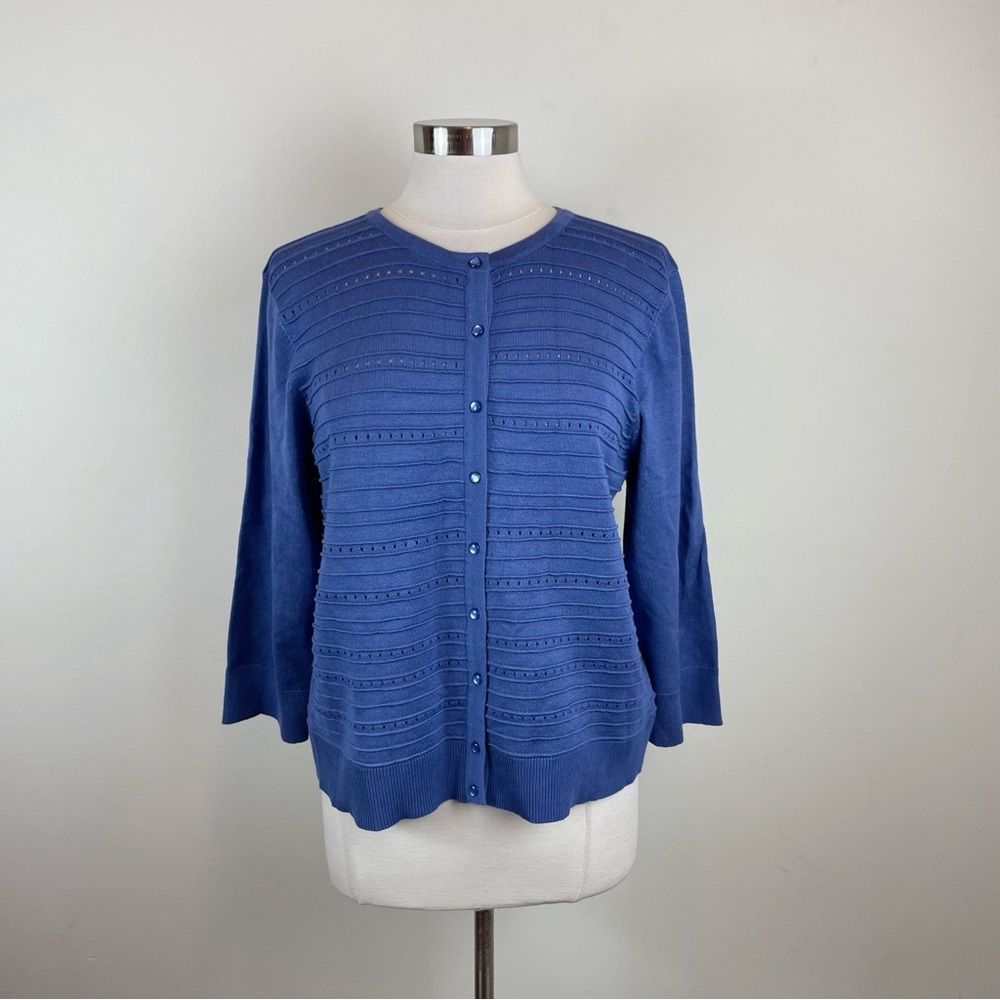 Spense Breezy Ocean Blue Button Front Cardigan Sweater New Women XXL